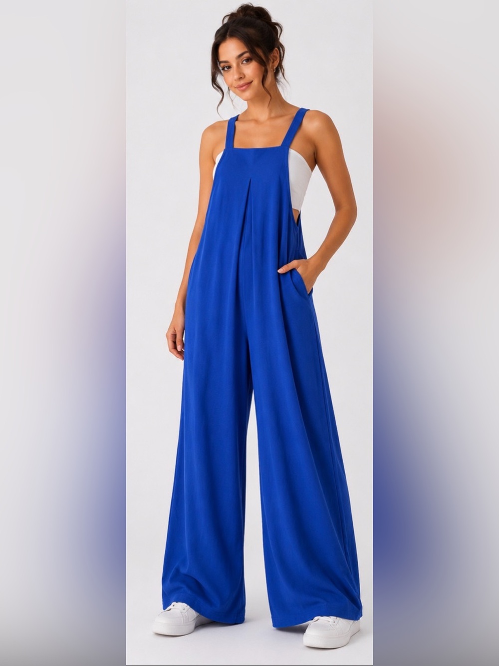 Halara Deep Sapphire Blue Wide Leg Jumpsuit Size L NWT - Picture 6 of 9